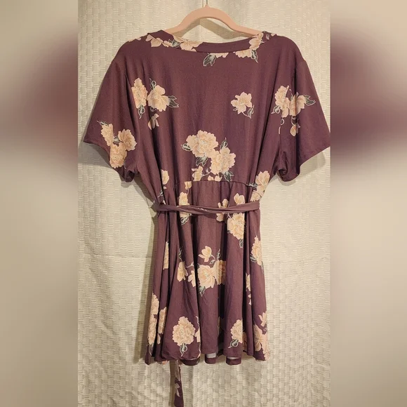 Purple Floral Wrap Top Super Soft Stretchy Women's Blouse - Picture 5 of 6